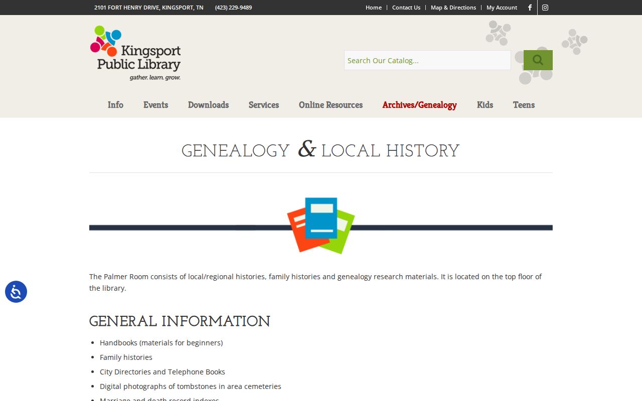 Kingsport city directory research resources in the Palmer Room