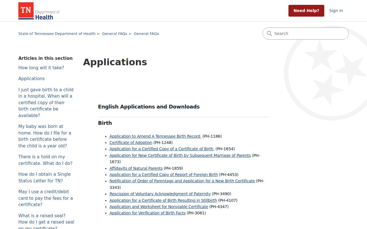 Kingsport resident lookup Tennessee vital records applications